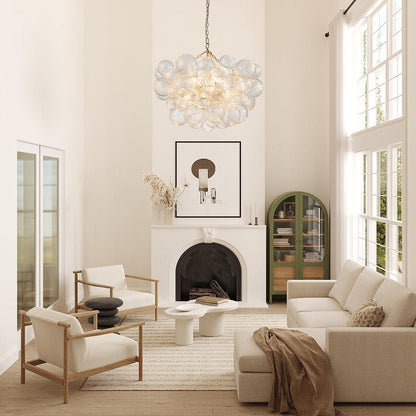 Multi-Globe Textured Glass Ceiling Fixture with Adjustable Chain Hardwired Dimmable Lighting for Dining Room Entryway Bedroom