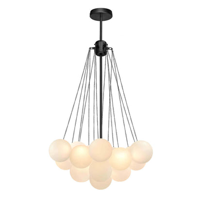 Matte Opal Globe Chandelier with Multiple Spheres – 3-Light Modern Ceiling Fixture for Dining Room & Living Room