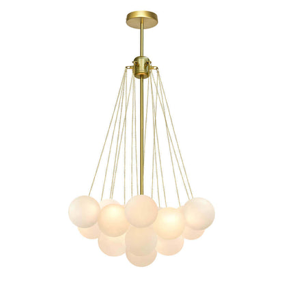 Matte Opal Globe Chandelier with Multiple Spheres – 3-Light Modern Ceiling Fixture for Dining Room & Living Room