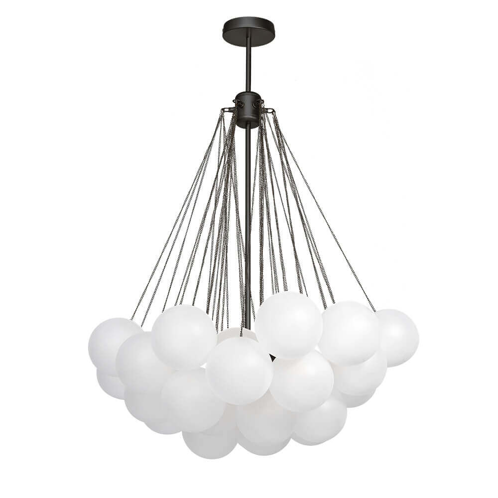 Matte Opal Globe Chandelier with Multiple Spheres – 3-Light Modern Ceiling Fixture for Dining Room & Living Room