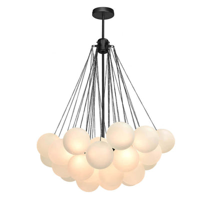 Matte Opal Globe Chandelier with Multiple Spheres – 3-Light Modern Ceiling Fixture for Dining Room & Living Room