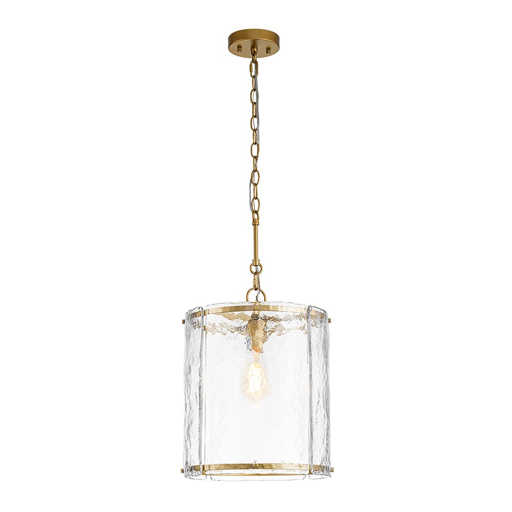 Single-Light Cylinder Glass Pendant with Metal Frame for Kitchen Island & Dining Room