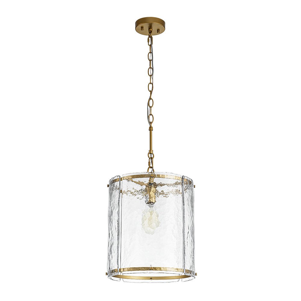 Single-Light Cylinder Glass Pendant with Metal Frame for Kitchen Island & Dining Room