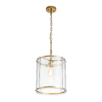Single-Light Cylinder Glass Pendant with Metal Frame for Kitchen Island & Dining Room