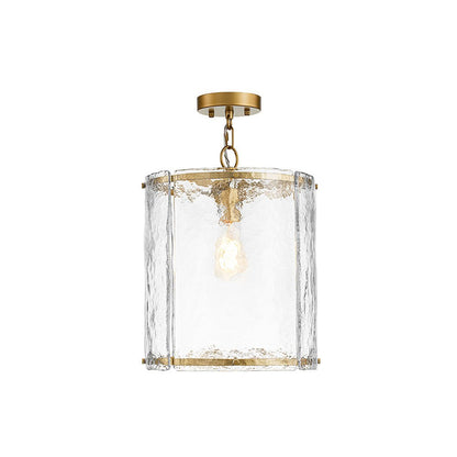 Single-Light Cylinder Glass Pendant with Metal Frame for Kitchen Island & Dining Room