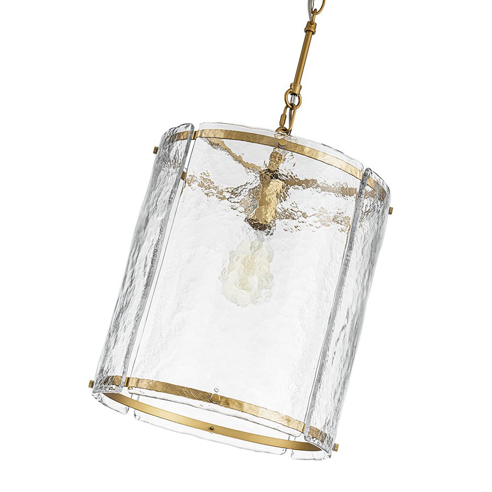 Single-Light Cylinder Glass Pendant with Metal Frame for Kitchen Island & Dining Room