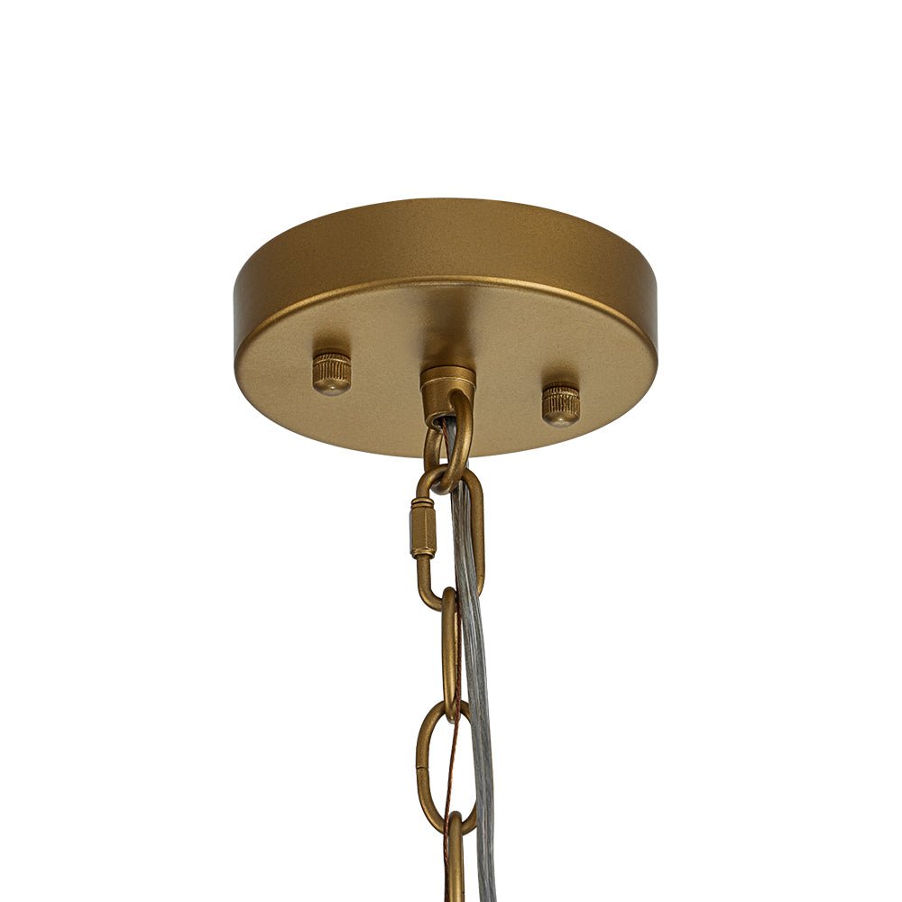 Ribbed Glass Cage Hanging Light 13 in Brass or Nickel for Kitchen Counter & Dining Table with Adjustable 79 in Chain