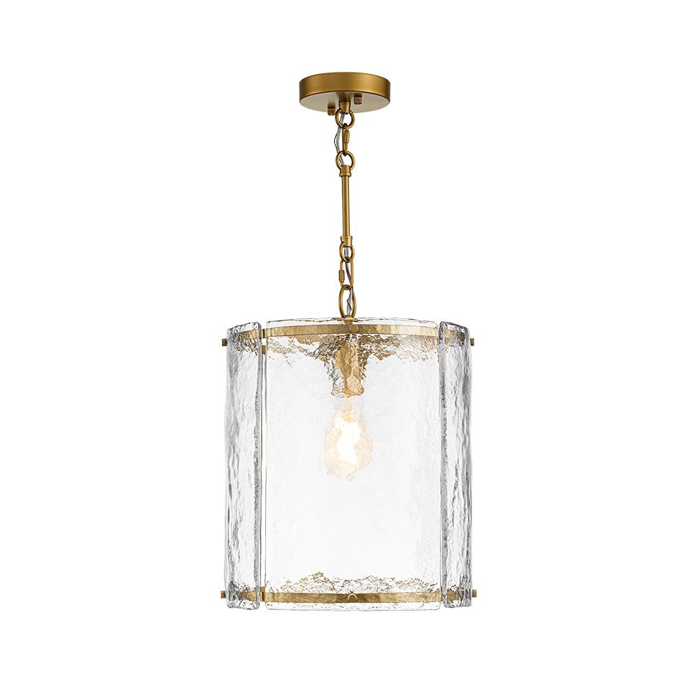 Single-Light Cylinder Glass Pendant with Metal Frame for Kitchen Island & Dining Room