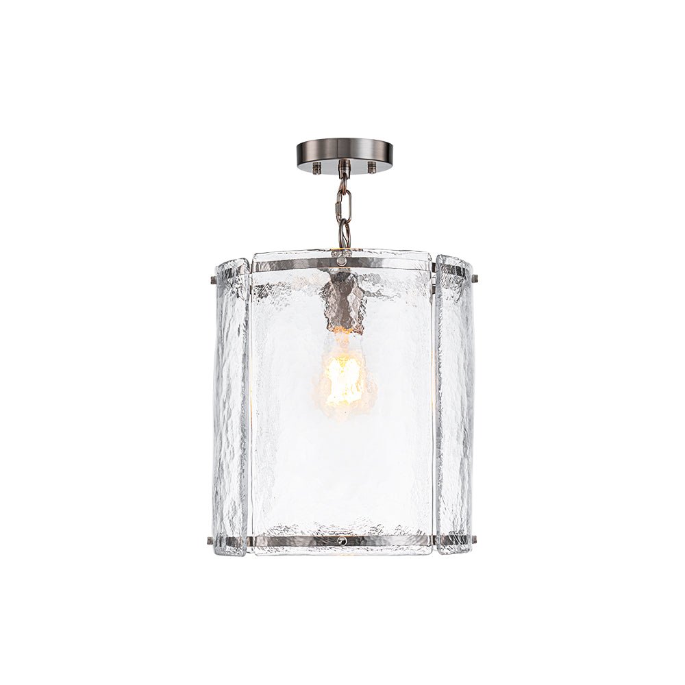 Single-Light Cylinder Glass Pendant with Metal Frame for Kitchen Island & Dining Room
