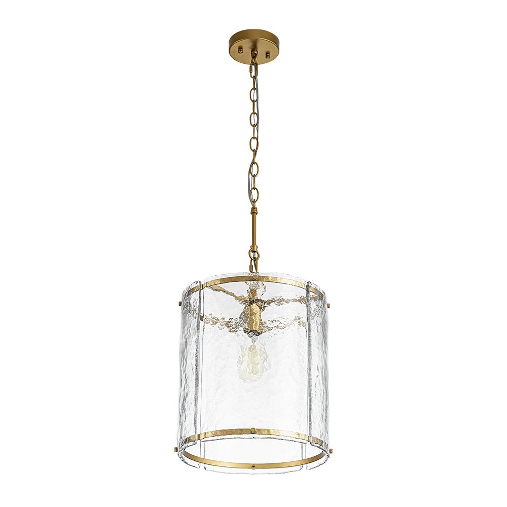 Single-Light Cylinder Glass Pendant with Metal Frame for Kitchen Island & Dining Room