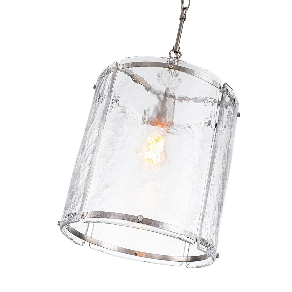 Single-Light Cylinder Glass Pendant with Metal Frame for Kitchen Island & Dining Room