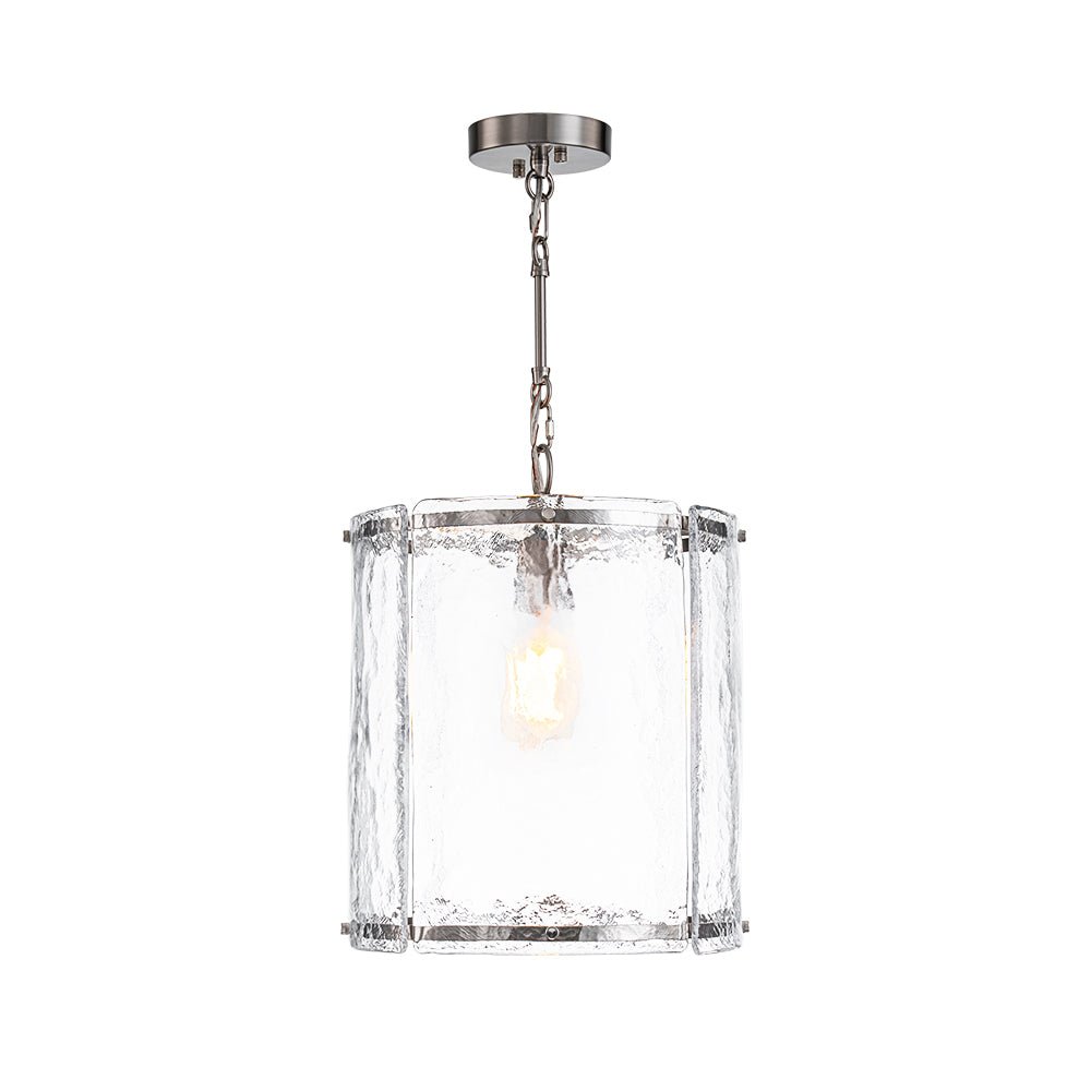 Single-Light Cylinder Glass Pendant with Metal Frame for Kitchen Island & Dining Room