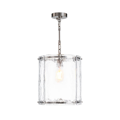 Single-Light Cylinder Glass Pendant with Metal Frame for Kitchen Island & Dining Room