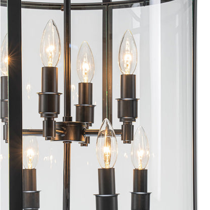 8-Light Farmhouse Cylinder Pendant Light with Clear Glass Shade for Kitchen Island & Dining Room
