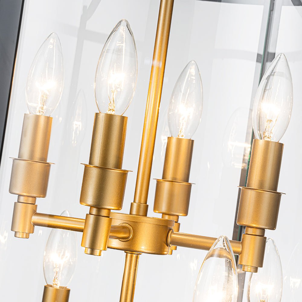 8-Light Farmhouse Cylinder Pendant Light with Clear Glass Shade for Kitchen Island & Dining Room