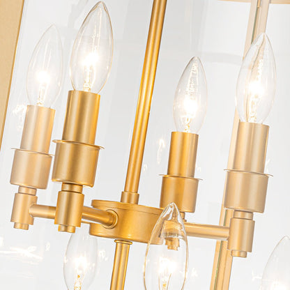 8-Light Farmhouse Cylinder Pendant Light with Clear Glass Shade for Kitchen Island & Dining Room