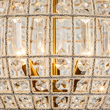 Spherical Crystal Chandelier with Aged Brass Frame – Hardwired Ceiling Fixture for Dining Room & Entryway