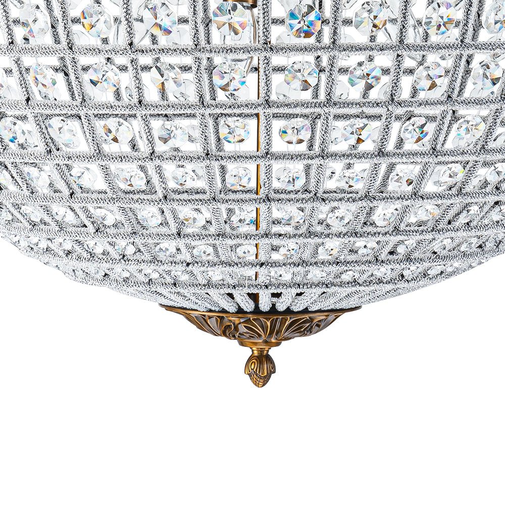 Spherical Crystal Chandelier with Aged Brass Frame – Hardwired Ceiling Fixture for Dining Room & Entryway