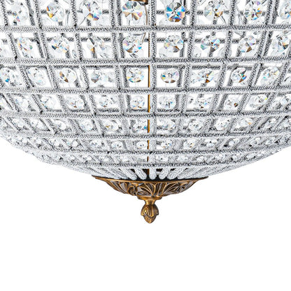 Spherical Crystal Chandelier with Aged Brass Frame – Hardwired Ceiling Fixture for Dining Room & Entryway