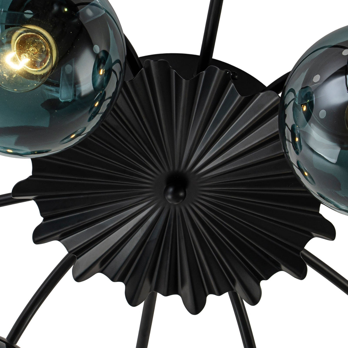 12-Arm Starburst Ceiling Light with Gradient Azure Sphere Shades & Metallic Finish for Entryway