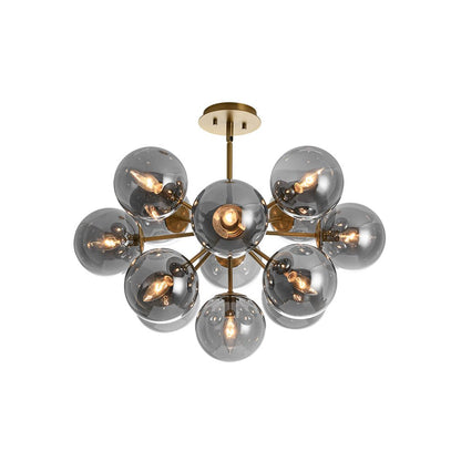 13-Light Sputnik Chandelier with Tinted Glass Globes, 24-Inch Diameter, Adjustable Height Dining Room Fixture for Mid-Century & Modern Homes