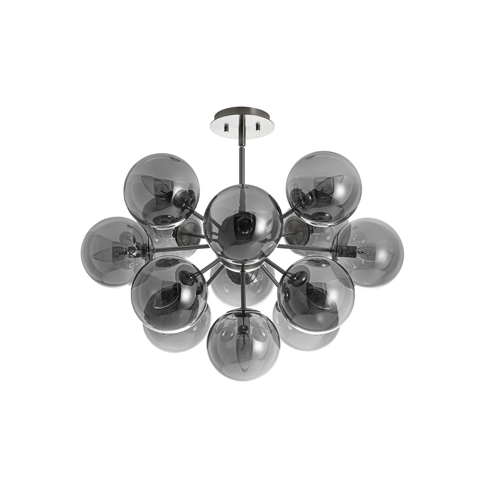 13-Light Sputnik Chandelier with Tinted Glass Globes, 24-Inch Diameter, Adjustable Height Dining Room Fixture for Mid-Century & Modern Homes