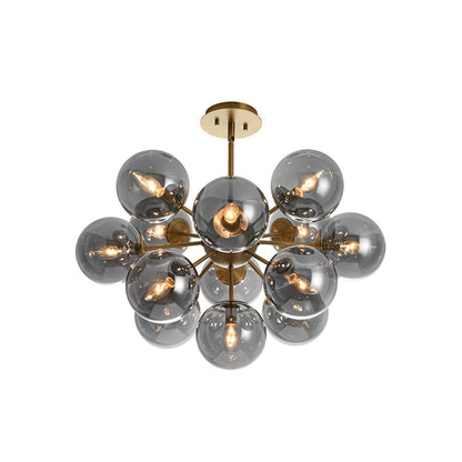 13-Light Sputnik Chandelier with Tinted Glass Globes, 24-Inch Diameter, Adjustable Height Dining Room Fixture for Mid-Century & Modern Homes