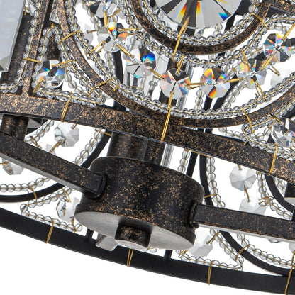 Semi-Flush Mount Light with Crystal Drum Shade 12 Inch Black and Gold Finish for Dining Room Bedroom Hallway Entryway Moroccan Vintage Style