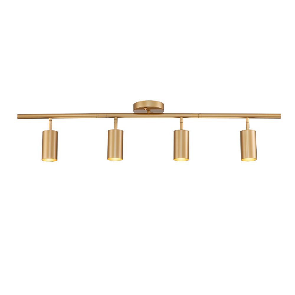 Track Lighting 4-Light Adjustable Spotlight Bar Gold Metal GU10 Ceiling Fixture for Kitchen Bedroom Living Room Office Task Accent Direction