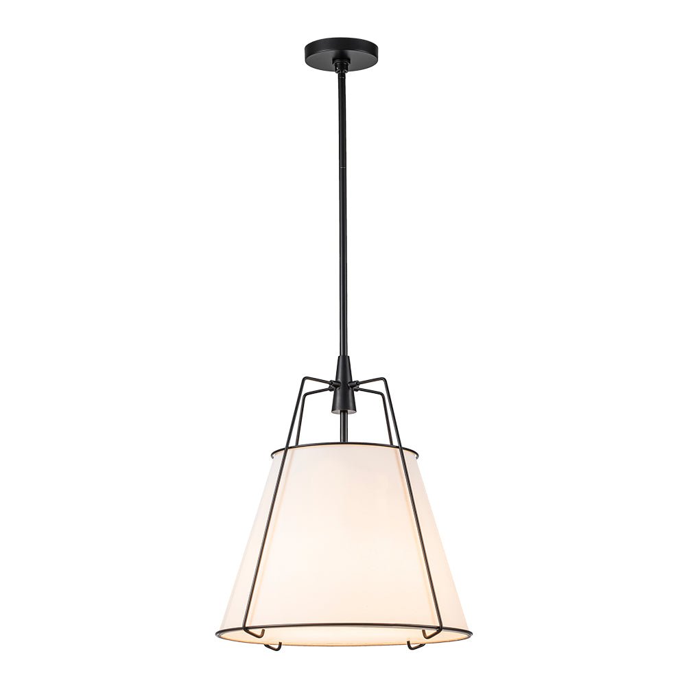 Tapered Fabric Drum Lantern Chandelier with Adjustable Height for Dining Room & Entryway