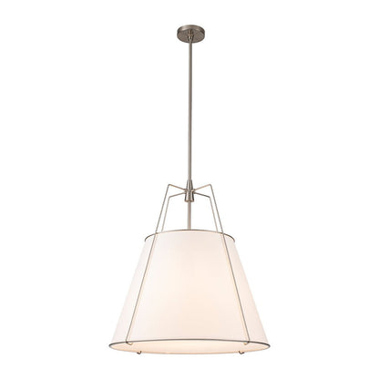 Tapered Fabric Drum Lantern Chandelier with Adjustable Height for Dining Room & Entryway