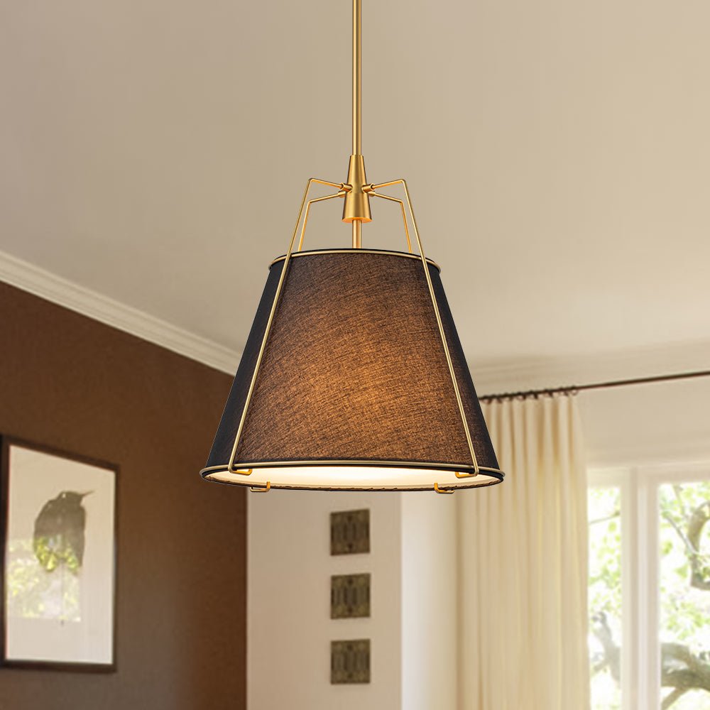 Tapered Fabric Drum Lantern Chandelier with Adjustable Height for Dining Room & Entryway