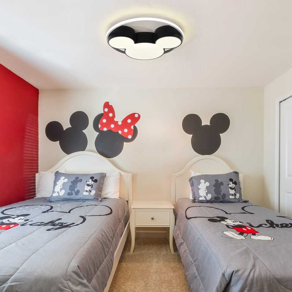 Dimmable LED Flush Mount Kids Room Light with Remote Control – Black & White Character-Inspired Fixture, 18 or 20 Inch, Adjustable Brightnes