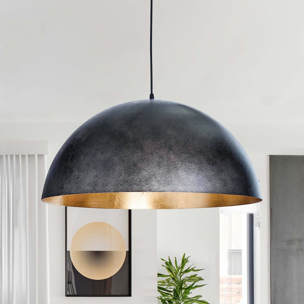 Statement Bowl Pendant Ceiling Light with Gold Interior – Adjustable Cable & Dimmable for Kitchen Island, Dining