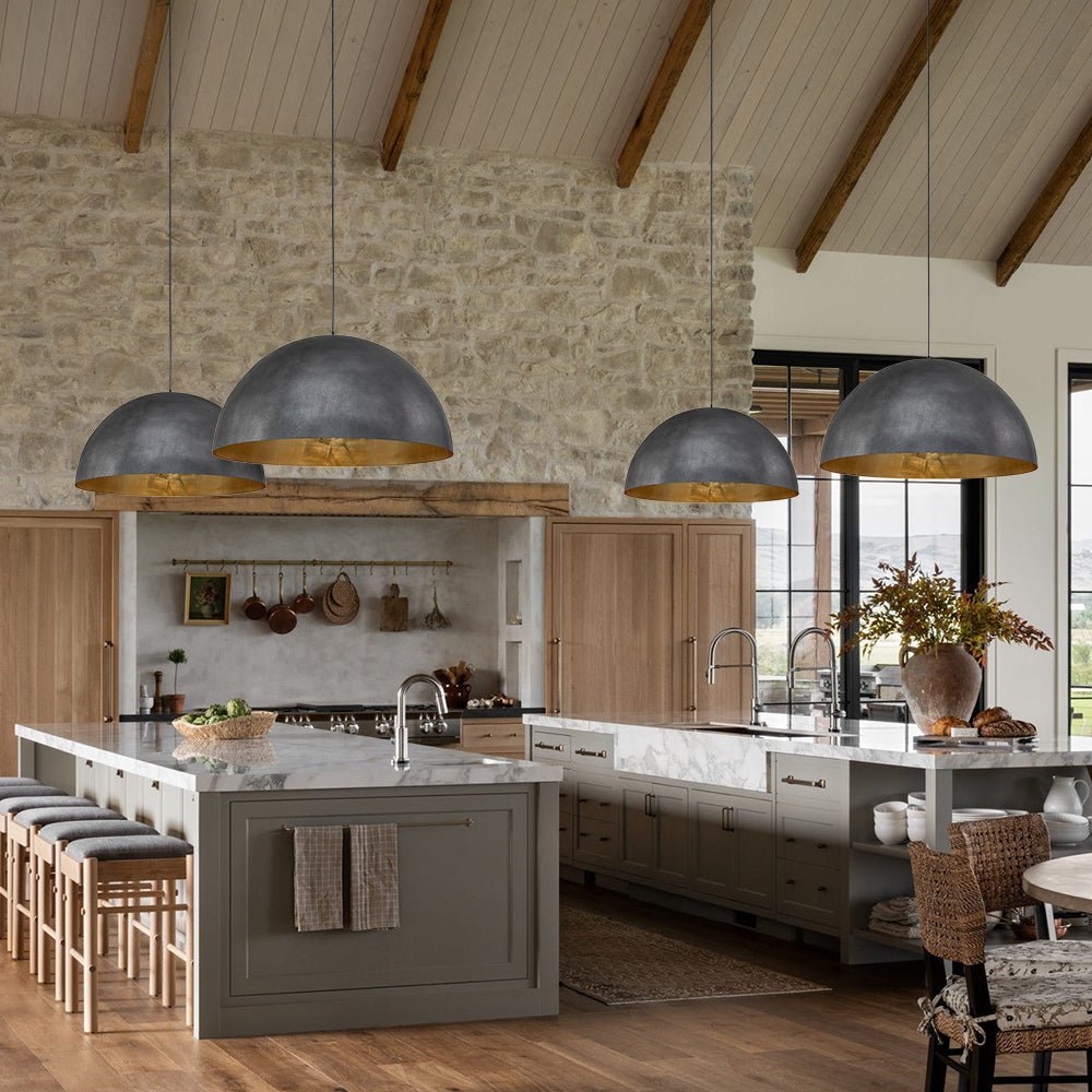 Statement Bowl Pendant Ceiling Light with Gold Interior – Adjustable Cable & Dimmable for Kitchen Island, Dining