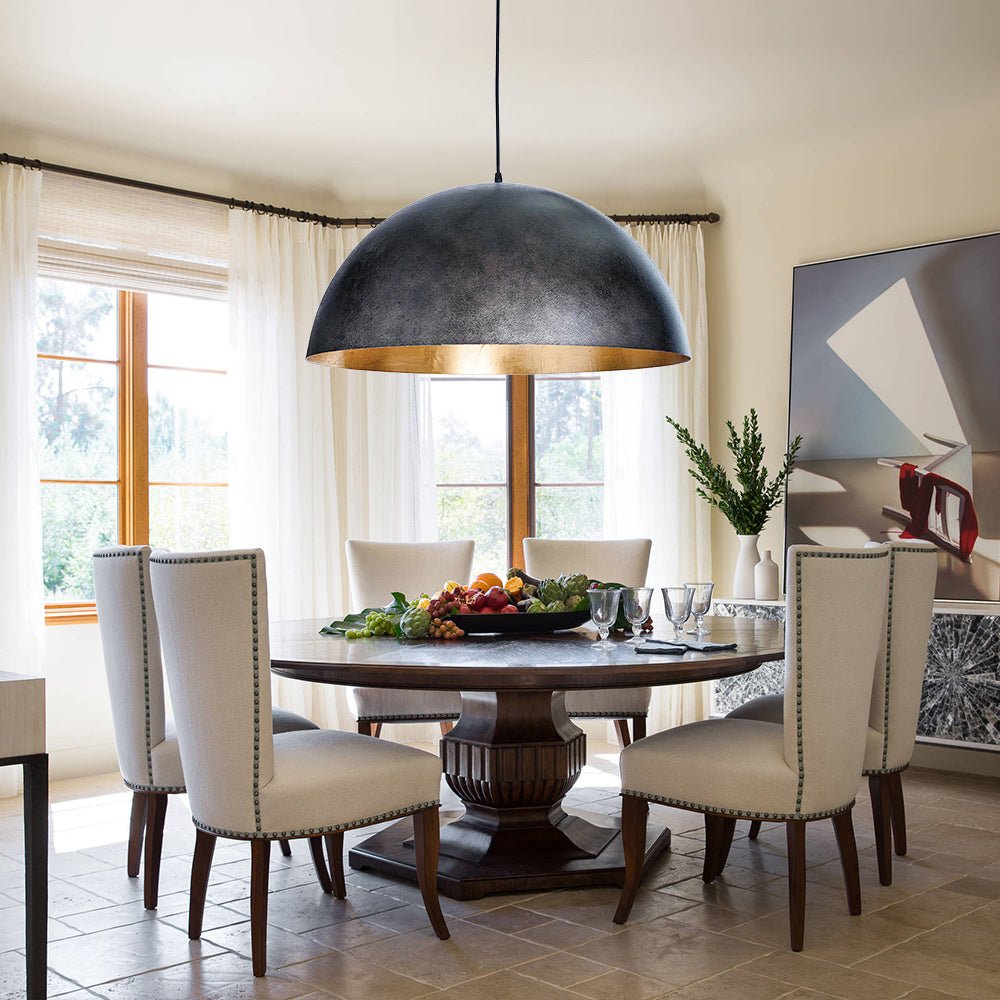 Statement Bowl Pendant Ceiling Light with Gold Interior – Adjustable Cable & Dimmable for Kitchen Island, Dining