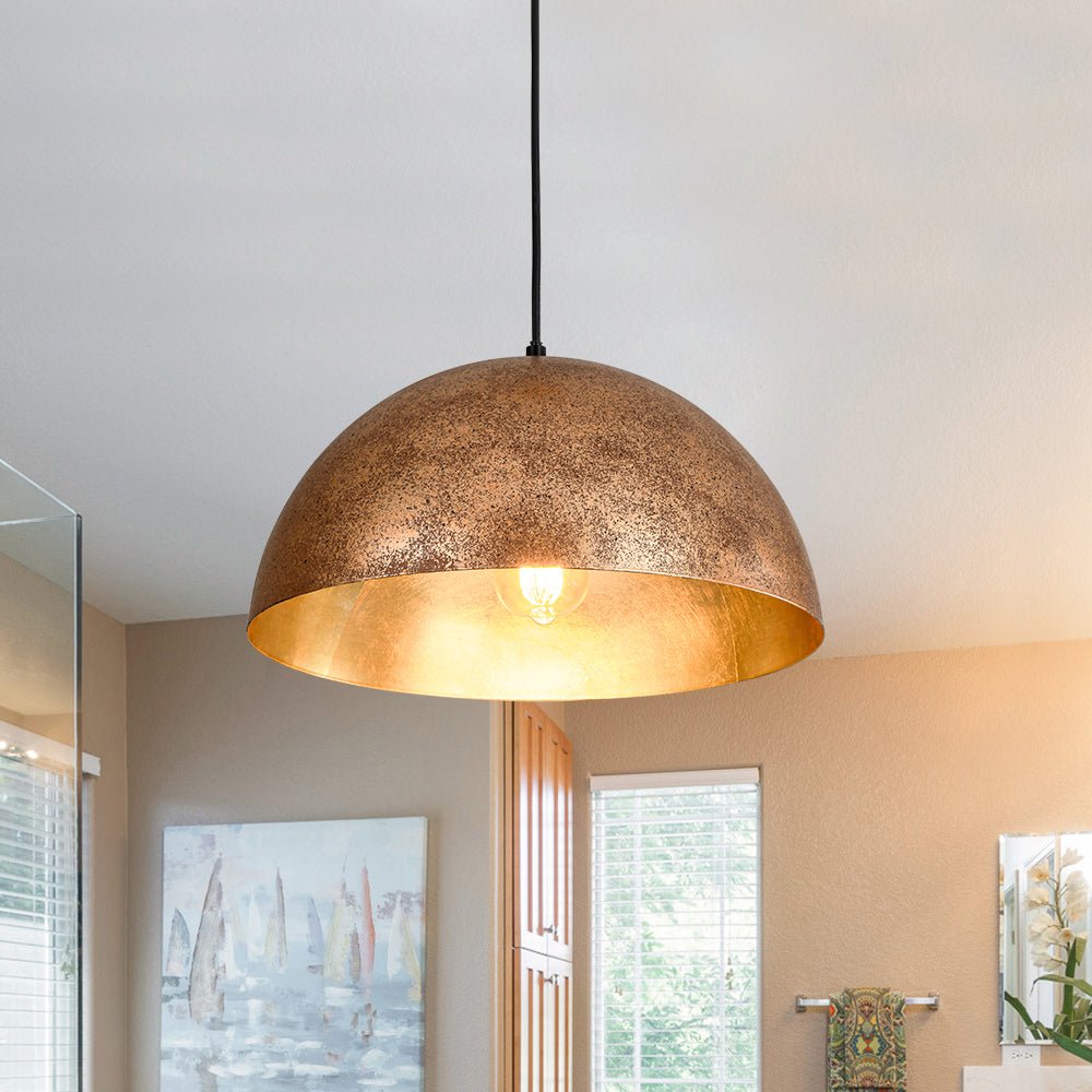 Statement Bowl Pendant Ceiling Light with Gold Interior – Adjustable Cable & Dimmable for Kitchen Island, Dining