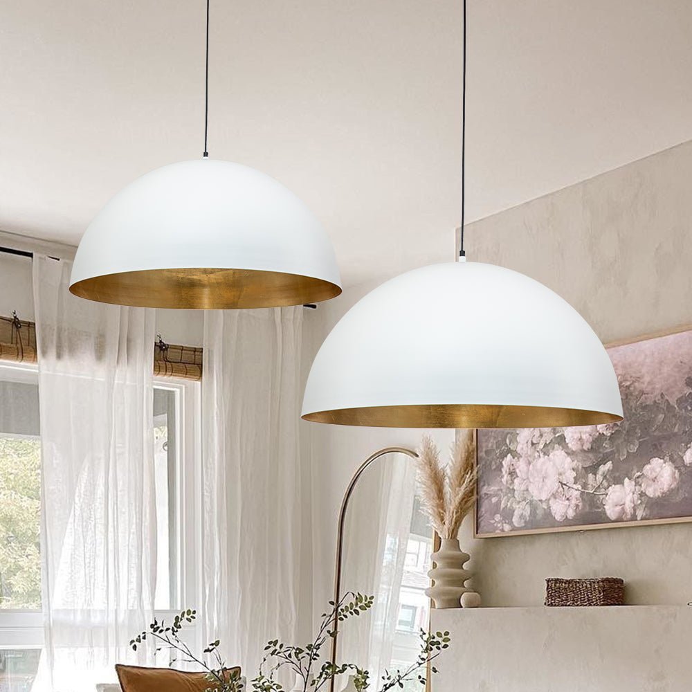 Statement Bowl Pendant Ceiling Light with Gold Interior – Adjustable Cable & Dimmable for Kitchen Island, Dining