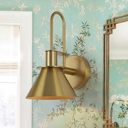 Adjustable Gooseneck Reading Sconce Metal Cone Shade Wall Light for Bedroom Hallway Nightstand Modern Mid-Century Bedside Downlight
