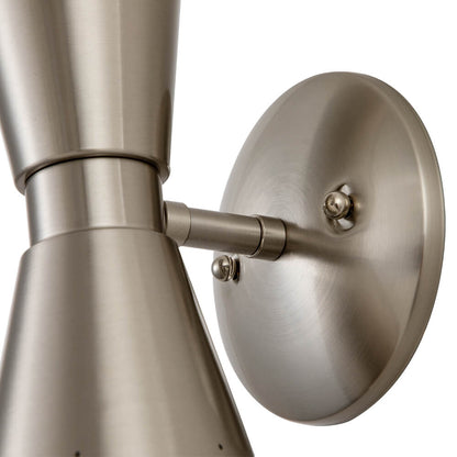 Perforated Metal Wall Light Fixture Dual Cone Sconce Brass Nickel Hardwired Uplight Downlight Bedroom Bathroom Hallway Entryway Ambient