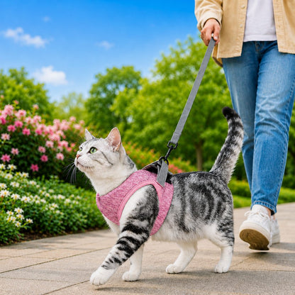 Ortekor Lightweight Cat Harness & Leash Set for Outdoor Walks - Breathable Adjustable Vest for Secure, Comfortable Control