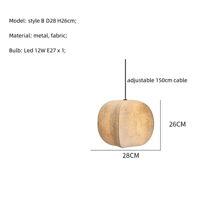 Fabric Globe Pendant Light Set for Kitchen Island Dining Room in Natural Beige Linen 12W LED Warm White Sphere Hanging Fixture Coastal Boho