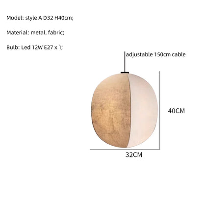 Fabric Globe Pendant Light Set for Kitchen Island Dining Room in Natural Beige Linen 12W LED Warm White Sphere Hanging Fixture Coastal Boho