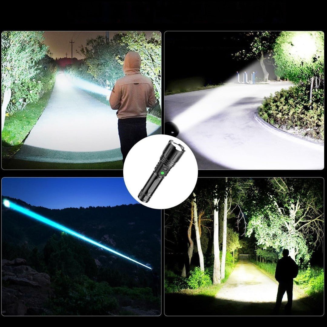 Rechargeable High-Output Tactical Flashlight with USB Power Bank – 5-Mode Zoomable LED Torch for Camping, Emergencies & Outdoor Adventures