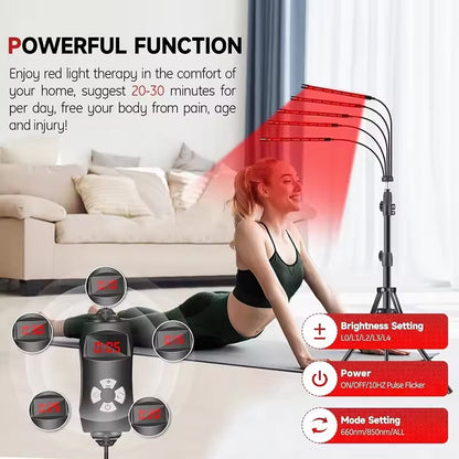 Dual-Wavelength LED Therapy Device for Skin Rejuvenation & Muscle Recovery with Adjustable Stand & Timer