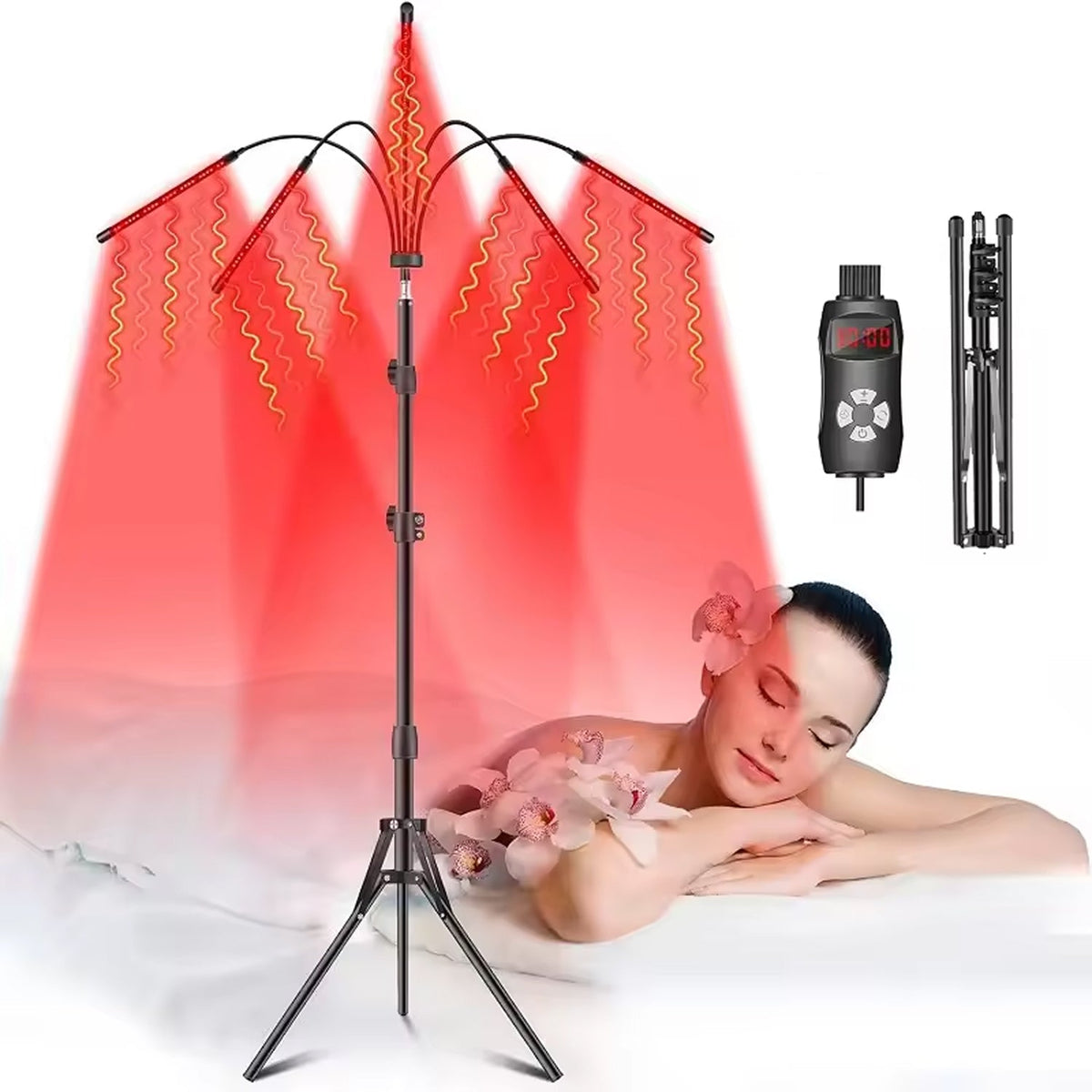 Dual-Wavelength LED Therapy Device for Skin Rejuvenation & Muscle Recovery with Adjustable Stand & Timer