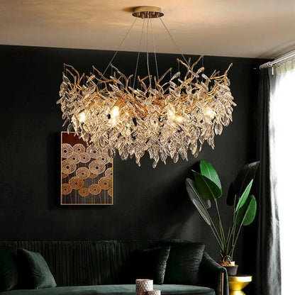 Crystal Ceiling Fixture LED Linear Bar Chandelier Dining Room Gold Silver Hanging Light Modern Luxury Island Lighting for Living Spaces