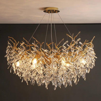 Rectangular Crystal Chandelier with G9 LED Bulbs for Dining Room & Living Room Gold or Silver Finish Modern Overhead Fixture