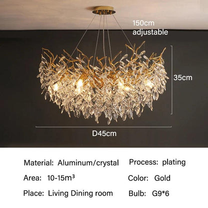 Modern Crystal Chandelier LED Light Fixture G9 Gold Silver Rectangular Suspended Illumination Dining Room Statement Piece Interior Décor