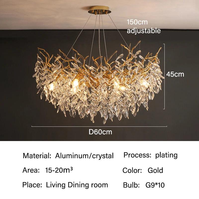 Modern Crystal Chandelier LED Light Fixture G9 Gold Silver Rectangular Suspended Illumination Dining Room Statement Piece Interior Décor